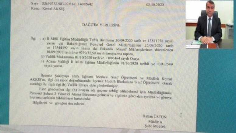 ŞAKİRPAŞA HALK EĞİTİM MÜDÜRÜ AKKIŞ GÖREVDEN ALINDI