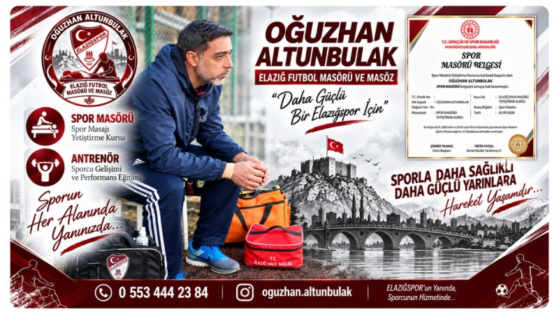 Oğuzhan Altunbulak, Elazığ’da Spor Masörlüğü Alanında Hizmet Vermeye Hazırlanıyor