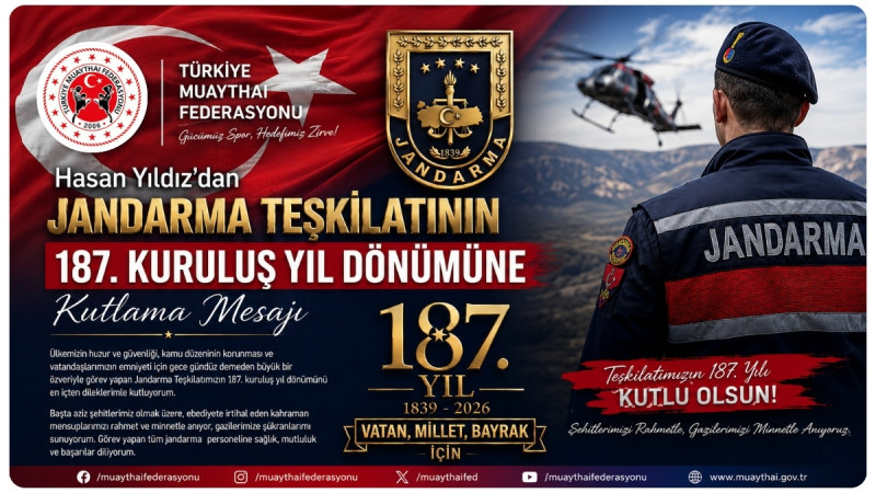 Hasan Yıldız'dan Jandarma Teşkilatının 187. Kuruluş Yıl Dönümüne Kutlama Mesajı