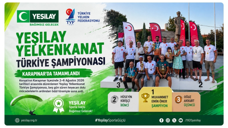 Yeşilay Yelkenkanat Türkiye Şampiyonası Karapınar'da Tamamlandı